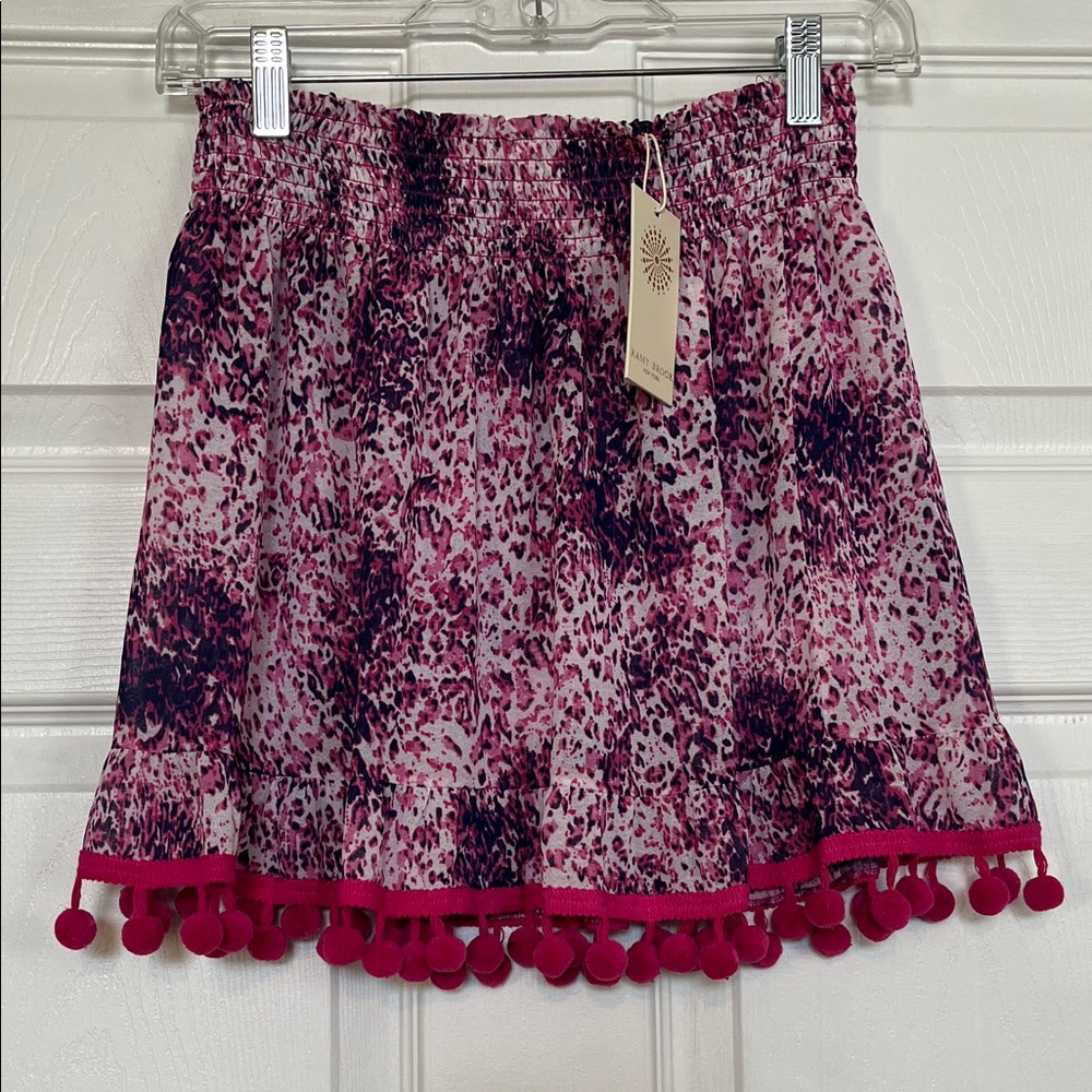 Ramy Brook Pink Purple Sheer Patterned Summer Mini Skirt - Women’s M - NWT